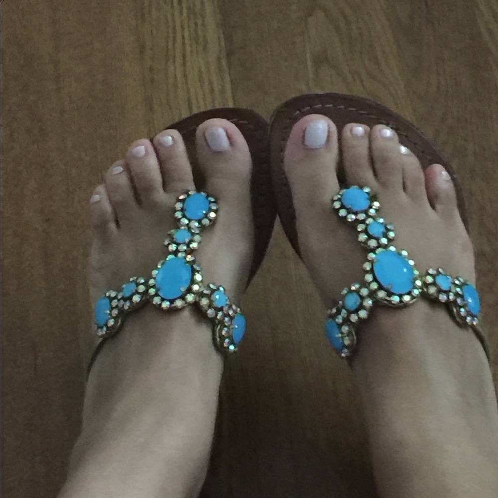 💔💔SOLD Ocean Turquoise Blue Mystique Sandals - Picture 3 of 8
